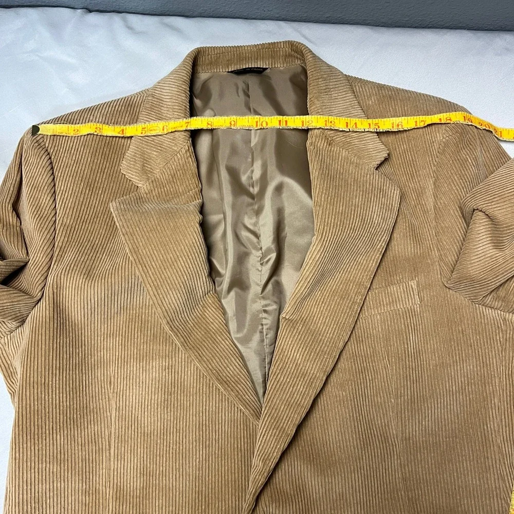 Via Europa Foley's Corduroy Blazer Sport Coat Two Button Jacket Tan Brown Sz 42L
